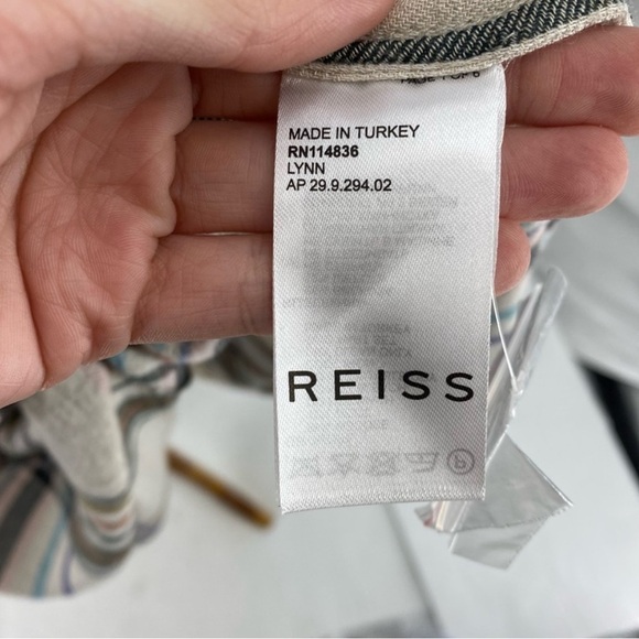 Reiss Cream Lynn Checkered Belted Plaid Long Sleeve Maxi Dress - Picture 8 of 9